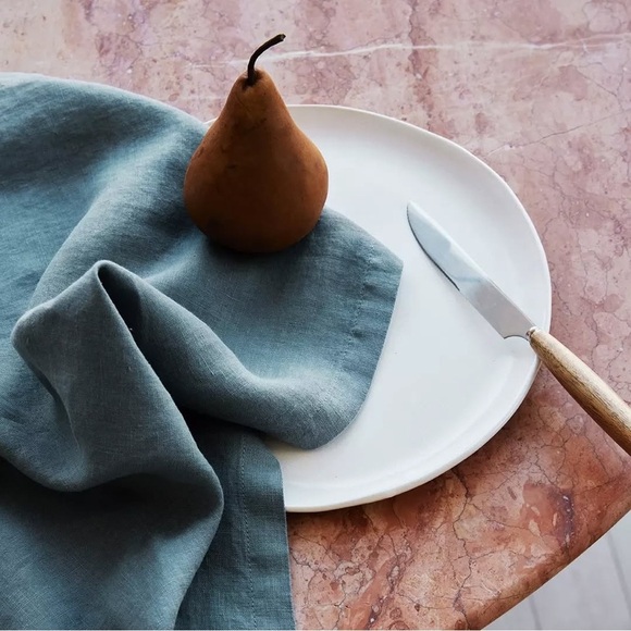 LINGE PARTICULIER TABLE NAPKINS 100% linen OCEAN BLUE 6 PCS made in France - Picture 3 of 8